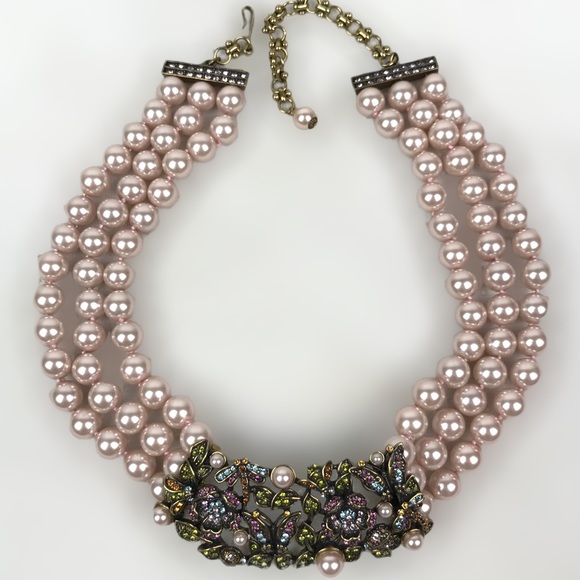 SOLD. Heidi Daus RARE Secret Garden Swarovski Crystals Simulated Pearls Necklace - Picture 11 of 12